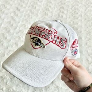 Vintage Baltimore Ravens Hat Cap Adult OS White 2000 AFC Championship Football